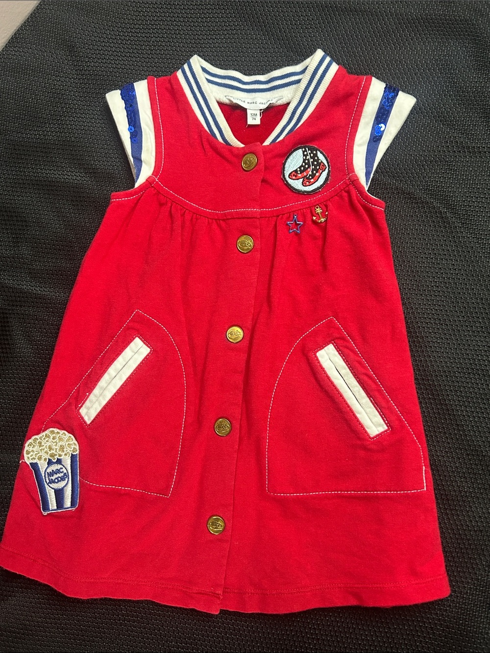 Little Marc Jacobs Red Jacket with Blue-Striped White Collar